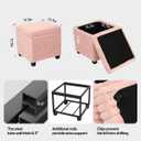 ABHENG 17.7 inches Faux Fur Ottomans Cube with Legs, Metal Framed Vanity Stool Chair Storage Ottoman Foot Rest Stool, Holds 770 LB for Dorm Living Room Bedroom Pink UASND643P