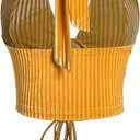 Verdusa Women's Going Out Halter Corset Top Sleeveless Lace Up Open Back Crop Tops (Yellow, M)