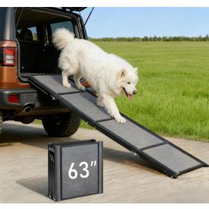 63" Long &17" Wide Heavy Duty & Portable Dog Ramp, Folding Pet Ramp for Large Dogs up to 250LBS, Non-Slip Car Ramp for SUV, Truck Easy Loading