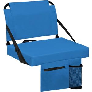 Stadium Seat for Bleachers with Back Support and Wide Padded Cushion Stadium Chair - Includes Shoulder Strap and Cup Holder (Blue)