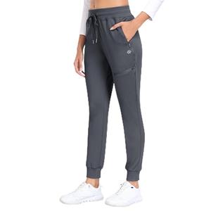 MoFiz Women's Fleece Lined Jogger Pants Thermal Hiking Pants Water Resistant High Waist Travel Winter Ski Running Sweatpants Zipper Pockets Dark Grey, Size: M