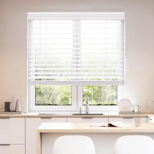 DEZ FURNISHINGS Cordless 2" Faux Wood Blind, 30" W x 64" H, White