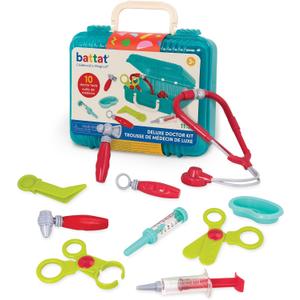Battat  Pretend Play Doctor Set  Kids Nurse Toys  10 Pieces & Carry Case  Toddler House Call Playset  3+ Years Deluxe Doctor Kit (Blue)
