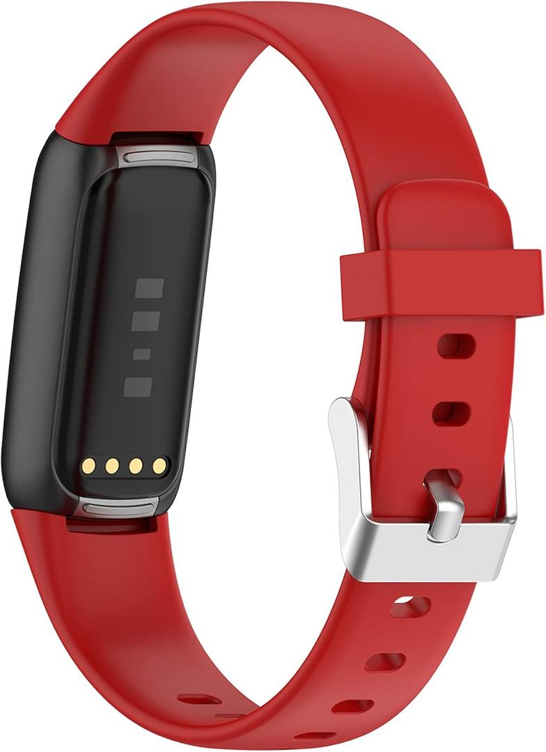 Fit for Fitbit Luxe Bands, Adjustable Soft Silicone Replacement Watch Band Straps Wristbands Bracelet Fit for Fitbit Luxe Fitness and Wellness Tracker for Women Men (Small, Red)
