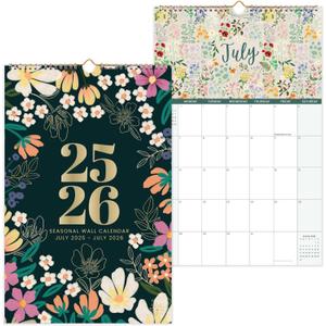bloom daily planners 2025-2026 Academic Year Monthly Hanging Wall Calendar (July 2025 through July 2026) - Large 11” x 17” - Seasonal