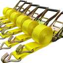 Ratchet Tie Down Straps, 2 in x 15 ft, 5,000 lb Breaking Strength, J-Hook, 6-Pack