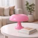 Pink Mushroom Lamp, Mid Century Modern Table Lamp for Bedroom, Minimalist Mushroom Decor Bedside Small Lamps, 2700K(Bulb Included, Plug Powered)