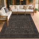 6x9 Dining Room Rugs for Under Table, Washable Carpet Living Room, Dark Brown Low Plie Woodland Soft Bedroom Carpet, Non Slip Floral Funky Dark Academia Rug