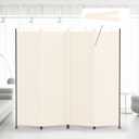 Kokorona 4 Panel Room Divider, 6FT Tall Folding Privacy Screen Wall Dividers, Portable Privacy Screen Freestanding Room Divider for Room Separation, Included - Cover Strips, Beige, 88''W x 71''H