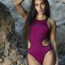 ARENA Womens Women Sports Swimsuit One Big Logo Tech Back 26