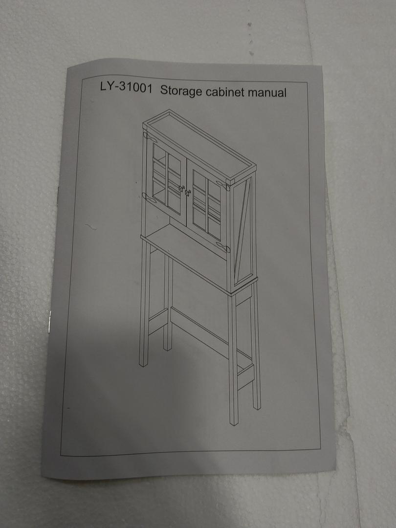  Bathroom Cabinet Over Toilet, Bathroom Storage Cabinet with Glass Doors and Adjustable Shelves, Over The Toilet Storage Cabinet, White And Brown, 