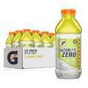 Gatorlyte Zero Electrolyte Beverage, Lemon Lime, Zero Sugar Hydration, Specialized Blend of 5 Electrolytes, No Artificial Sweeteners or Flavors, 20 Fl Oz Bottles (Pack of 12) BBD: 12/19/2026