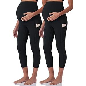 POSHDIVAH Women's Maternity Workout Leggings Over The Belly Pregnancy Yoga Pants with Pockets Soft Activewear Work Pants XXL