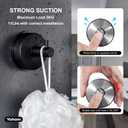 YOHOM Suction Cup Hooks Shower Towel Holder Stainless Steel Vacuum Bathroom Shower Hook Suction Towel Rack Kitchen Organizer for Bathrobe Loofah Matte Black 4Pcs