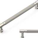 Amerdeco 10 Pack Brushed Satin Nickel knurled Cabinet Pulls 7.5 Inch(192mm) Hole Center Drawer Pulls Cabinet Hardware Kitchen Cabinet Handles for Bathroom ZH0072