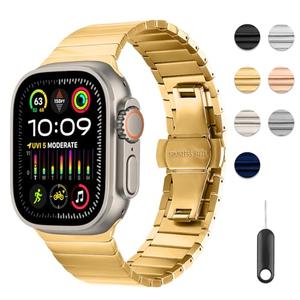 Limque Metal Band Compatible for Apple Watch 38mm/40mm/41mm/42mm/44mm/45mm/46mm/49mm, Stainless Steel Adjustable Wristband Strap for iWatch Ultra 2 Series Ultra/10/9/8/7/6/5/SE