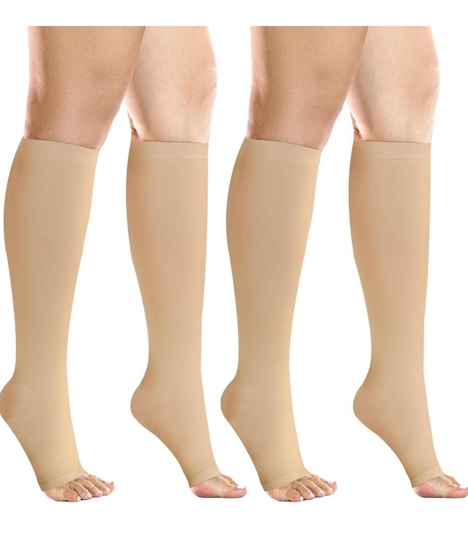 +MD 2 Pairs Medical Compression Socks for Women & Men 20-30 mmHg, knee High Open Toe Stocking for Edema, Varicose Veins XL