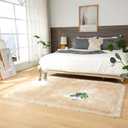 EasyJoy Ultra Soft Fluffy Shaggy Area Rug Faux Fur Rug Chair Cover Seat Pad Fuzzy Area Rug for Bedroom Floor Sofa Living Room (4 x 6 ft Rectangle, Beige)