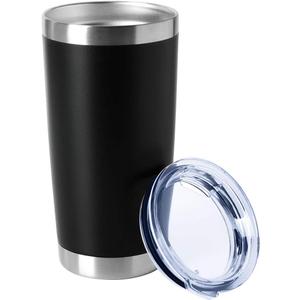 HASLE OUTFITTERS 20oz Tumblers Bulk Stainless Steel Cups with Lid Double Wall Vacuum Insulated Coffee Mugs for Cold & Hot Drinks 1 Pack, Black