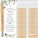Yeaqee 100 Sets Greenery Baby Shower Pen Gifts for Guest Greenery Woodland Baby Shower Favors Retractable Pens Bamboo Pens Gender Reveal Greeting Cards Souvenirs Prizes
