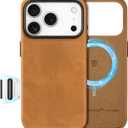SHIELDON Leather Case for iPhone 17 Pro 6.3" 2025 with [Camera Button Updated], Magnetic Wireless Charging, Slim Fit, Anti-Scratch Non-Slip, Shock-Absorbent, Protective Phone Cover - Retro Light Brown