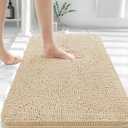 Bath Mat, Super Soft Absorbent Chenille Bath Rugs, Non-Slip Rubber Backing Quick Dry Machine Washable for Shower Tub Bathroom Bedroom Kitchen Entry Way (30x20 inch Beige)