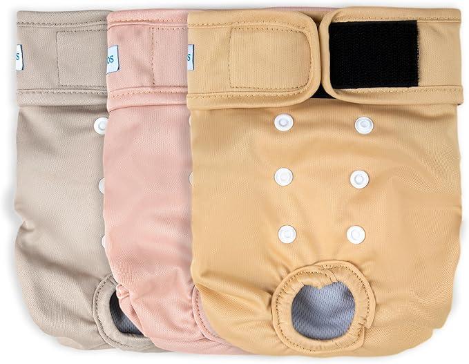 Leekalos Reusable Washable Dog Diapers Female (3 Pack) - Highly Absorbent Doggie Diapers - Size Adjustable Puppy Diapers for Dog Period Panties (Large)
