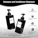 YUEYANG Black Shampoo and Conditioner Bottles, 16.9OZ Pack of 3 Empty Shower Bottles Rerefillable with Labels, Black Shower Dispenser with Pump (2.5 x 2.5 x 8 Inch)