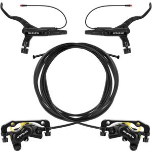 Hydraulic Ebike Disc Brakes Upgrade Set, 2/4 Pistons Pre-Bled Hydraulic Ebike Brake Kit with Hydraulic Bleed kit, Left Front Right Rear, Eletric Power-Off with 2-PIN Waterproof Connectors