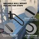 Left Side Wall Mounted handrail, Garge Door Stair Railing for 1-3 Steps(Polished Black, Left Side, 230LBs Loading)