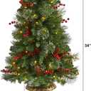 Nearly Natural 4ft. Pine, Pinecone and Berries Artificial Christmas Tree with 100 Clear LED Lights in Decorative Urn