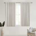 Short Linen Blackout Curtains for Bedroom 45 Inches Length 2 Panels Set, Kitchen/Bathroom Curtains for 42 Inch Small Window, Heat Blocking Thermal Insulated,Hook Belt Pleated/Back Tab (Birch)