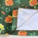 St. Patrick's Day Scrub Tops for Women Stretch Vneck Shamrock Clover Printed Nurse 2 Pockets Holiday Working Uniforms (X-Large)