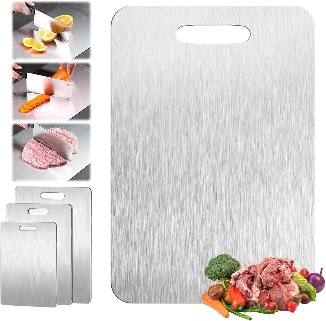 Titanium Cutting Board, 100% Pure Titanium Cutting Board for Kitchen, Non Stick, Double Sided & Food-Grade Stainless Steel Cutting Boards for Home Cooking, 1 Piece