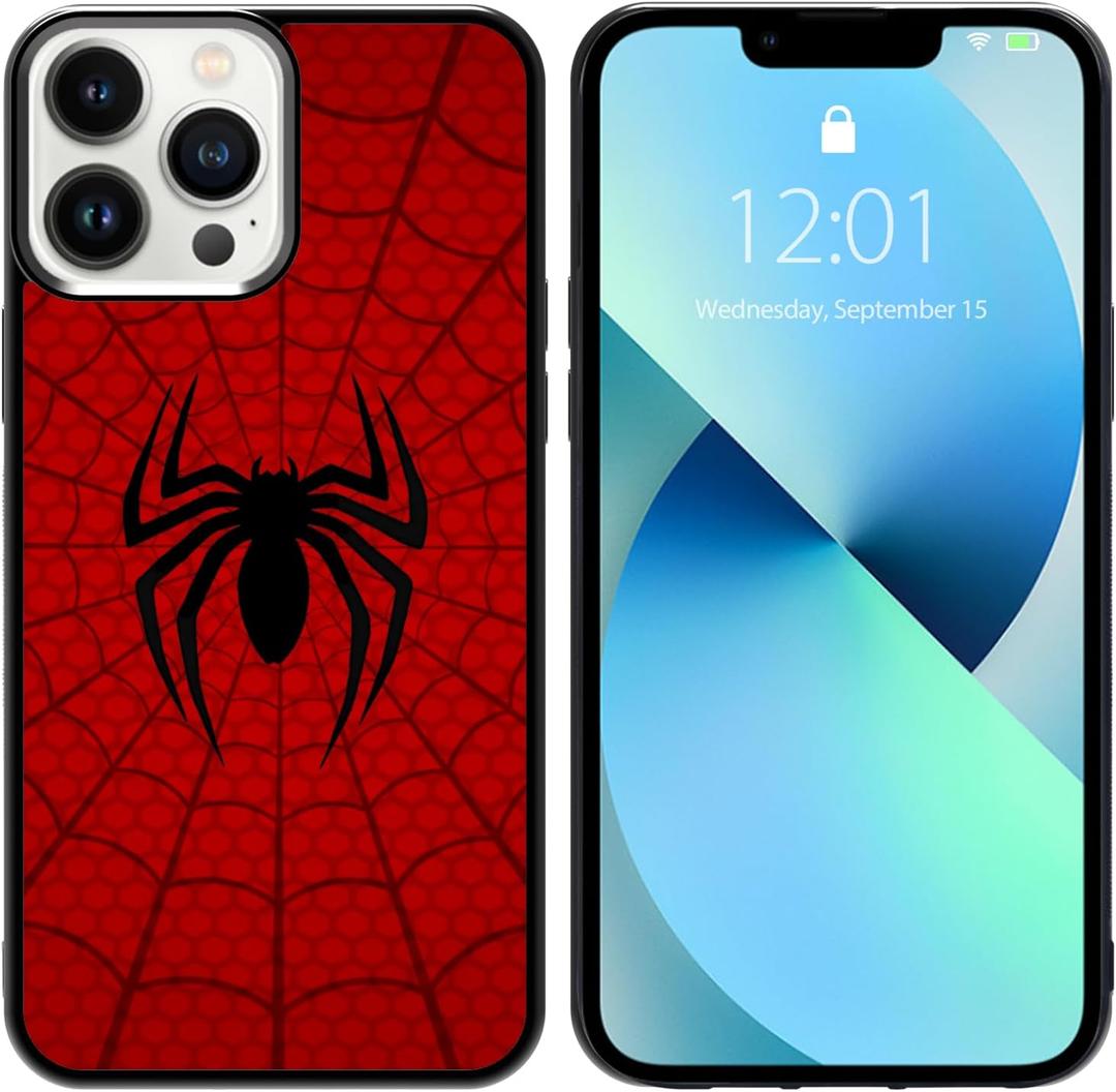 Spider Case Compatibble with iPhone 13 Pro Max - Shockproof Protective Cute Cool Spider-Web Phone Case Designed for iPhone 13 Pro Max 6.7 Inch Case for Man Girls Women Boy Black Red(6.7 in,13 Pro Max)