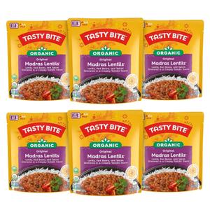 Tasty Bite Organic Madras Lentils, 10 Ounce, Pack of 6, Ready to Eat, Microwavable Entree, Vegetarian EXP: 05/31/2027