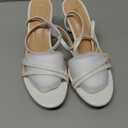 ISNOM White Low Heels For Women Strappy Womens Kitten Heels Short Comfortable Dressy Party Daily Convenient to Walk (Size 8) 