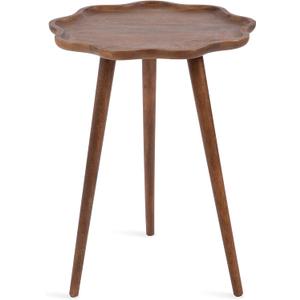 Kate and Laurel Alezar Modern Wooden Round Side Table, 19 x 19 x 25, Walnut Brown, Transitional Solid Wood End Table with Wavy Edge for Teen Bedroom Nightstand or Dorm Room Decor, 19x19x24
