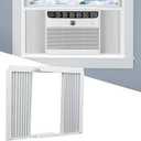 Memrita Window AC Side Panels with Frame Set,Air Conditioner Accordion Filler Curtain Replacement for Window AC Units,Fits Most 8,000 BTU Units,White,2 Pack