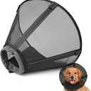 Breathable Mesh Dog Cone Collar for Surgery, Soft Elizabethan Recovery Alternative to Stop Licking,Pet Neck Collar for Large Medium Small Breeds(Black,4)