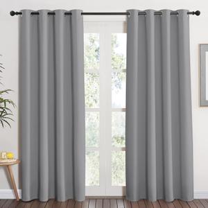 NICETOWN Blackout Curtain & Drape 84 inch Length - (Silver Grey Color) Noise Reducing Drapery for Living Room/Farmhouse, 52 inch Wide, Sold by 1 Panel