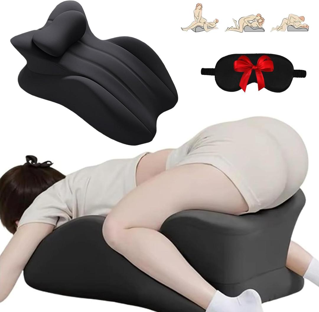 Sweet Spot Pillow, 27 Angle Perfect Position Couples Pillow, Perfect Instant Intimacy Pillows, Wedge Memory Foam Butt Cushion, Provides Waist and Neck Support (Black)