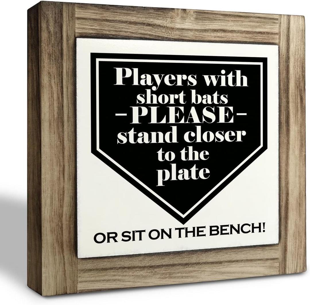 Funny Bathroom Signs, Players With Short Bats Bathroom Decor Sign, Farmhouse Toilet Decoration, Toilet shelf decoration, Wood Desk Decorative Sign