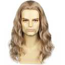 Ash Blonde Wig Middle Length Curly Wavy Blonde Wig Synthetic Halloween Cosplay Party Wigs