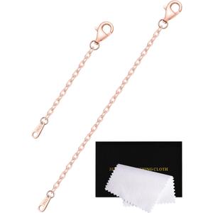 VANBARIS Necklace Extender Rose Gold Durable Necklace Extenders for Women, 925 Sterling Silver Chain for Bracelet Anklet, 2 Piece Set 2" 4" Inches