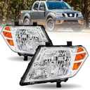 Headlight Compatible with 2009-2021 Nissan Frontier S SV PRO-4X SL SE LE,Chrome Housing Halogen Headlamp Replacement Driver & Passenger Side 26060-ZL40B 26010-ZL40B NI2502188 NI2503188 W/O Bulbs