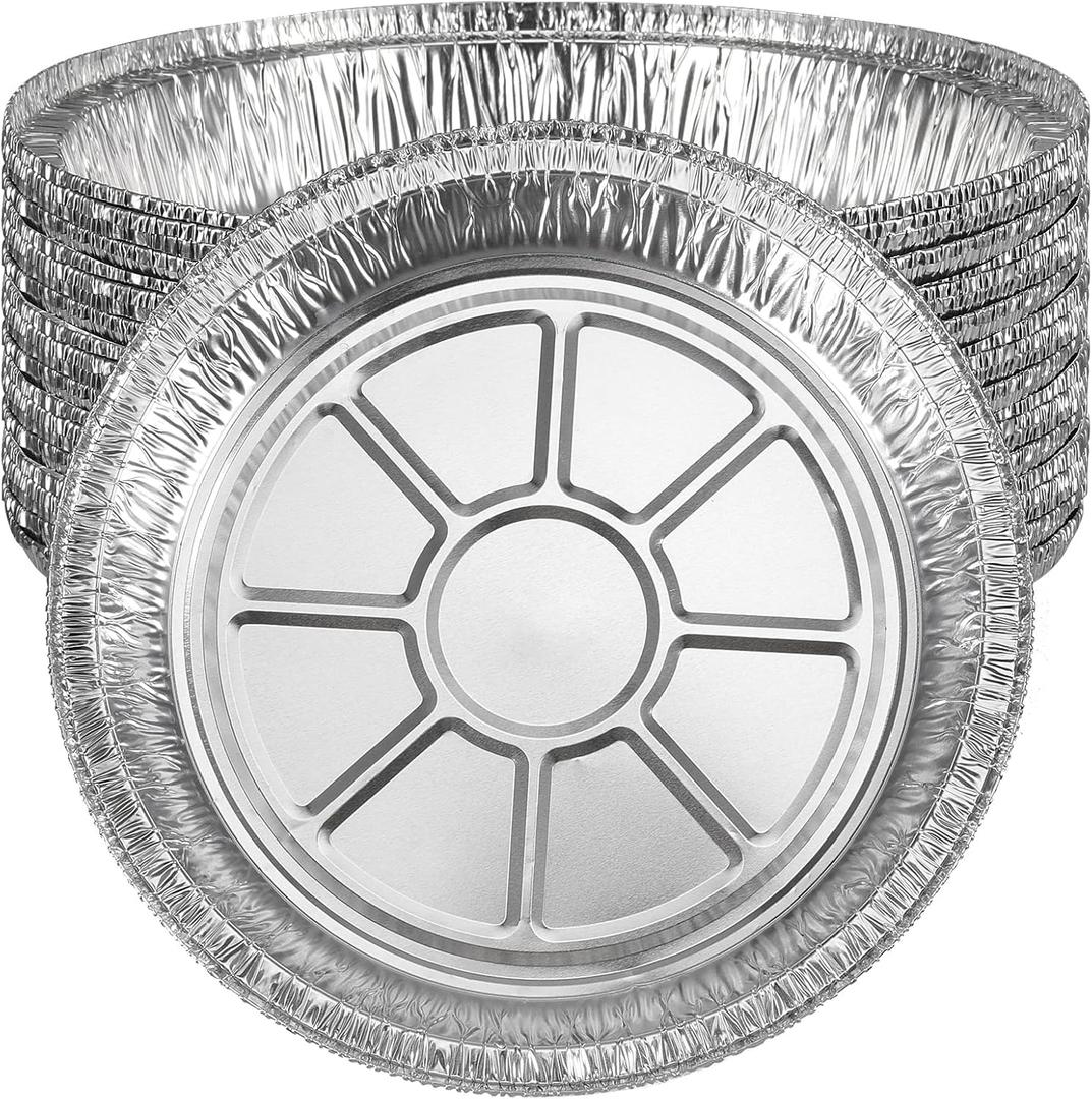 JAPCHET 20 Pack 10 Inch Round Deep Aluminum Foil Trays, 2800ML Round Foil Disposable Aluminum Foil Pan Containers for Roasting, Baking, Cooking, Reheating, Freezer & Oven Safe