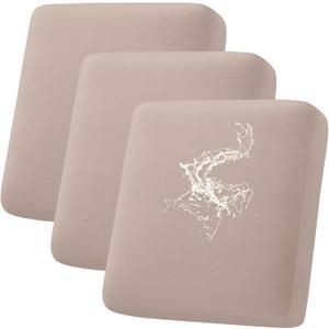hyha Waterproof Couch Cushion Covers, Stretch Sofa Couch Seat Slipcover for Dog Washable, Non-Slip Waterproof Outdoor Cushion Covers for Patio Furniture Replacement (3 Pieces, Taupe)