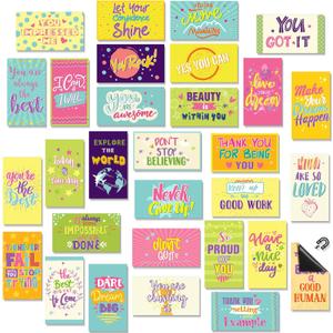 Xuhal 60 Pcs Inspirational Magnets Bulk Rectangle Positive Affirmation Magnets Decals Decorative Inspiring Fridge Magnetic Stickers for Adults Team Motivational Gifts(Colorful,Cute)