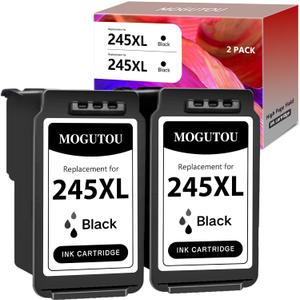 245XL PG245XL Ink Cartridge Replacement for Canon 245 PG-245 XL Black Ink Cartridge High Yield for Canon Pixma MX490 MG2524 MG2525 MG2522 TS202 TS302 TS3120 TS3122 TR4527 TR4520 Printer (2 Black)